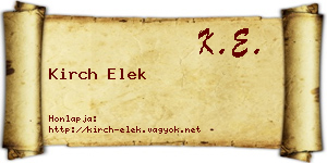 Kirch Elek névjegykártya